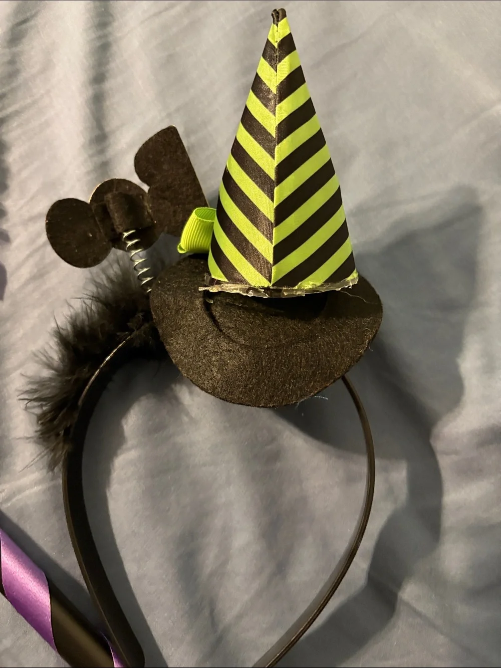 Halloween Pumpkin Cake Pan, witch head band, bowls, purple shaker on stick